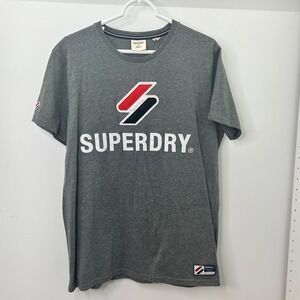 Superdry Mens Graphic Logo T-Shirt Gray Short Sleeve Crew Neck XL